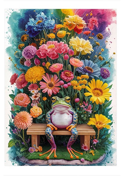 Çiçekler ve Kurbağa Prens Hediyelik Mdf Tablo 35CM X50CM 35X50 cm