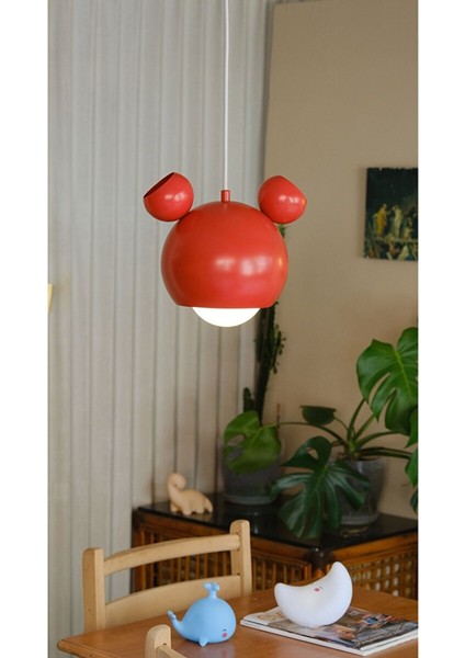 Mickey Mouse Çocuk Odası Sarkıt Avize Mat Kırmızı