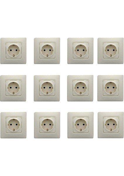 Salbei Bej Krem)Topraklı Priz 12'li Paket Çerçeve Dahil