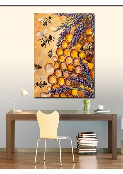Kanvas Tablo Bal Peteği ve Arılar 50X70 cm