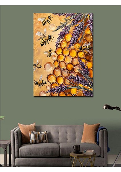 Kanvas Tablo Bal Peteği ve Arılar 50X70 cm