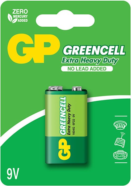 Batteries 1604G Greencell 6F22/1222/9V Pil 9 Volt Tekli Kart