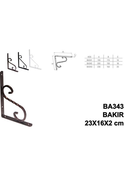 Perforje Raf Altı Raf Demiri Parlak Bakır 23X16X2 cm fiyatları