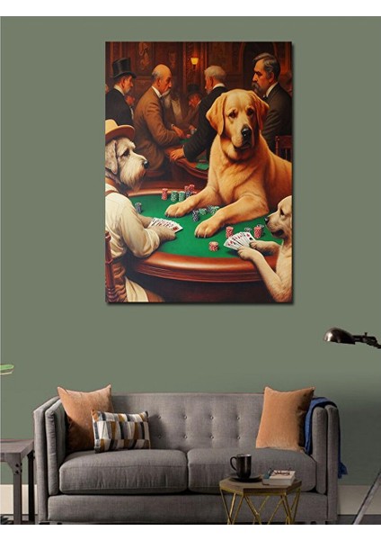Kanvas Tablo Kumarbaz Köpekler 50X70 cm fiyatları