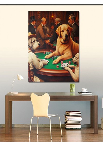 Kanvas Tablo Kumarbaz Köpekler 50X70 cm modelleri
