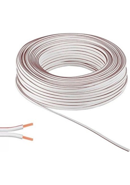60 Metre 2x0,75 Beyaz Kırmızı Kodlu Kordon Kablo
