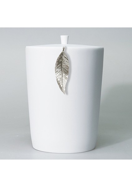 Leaf Çöp Kovası Beyaz Gümüş