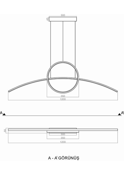 Arcircle Sarkıt LED Avize 120 cm 45 Watt indirimleri