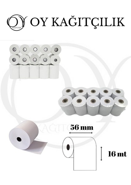 56 x 16 Yazar Kasa Rulosu - Pos Rulosu - 100 Adet