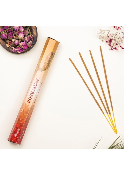 Gül & Musk Aromalı Doğal Premium Çubuk Tütsü