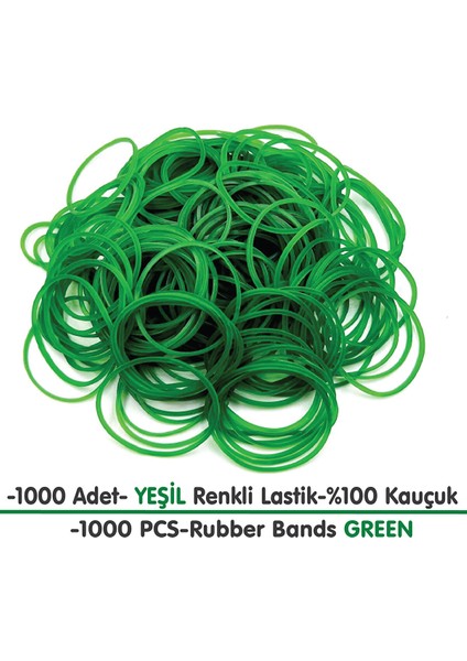 Paket Lastiği Yeşil 1000ADET %100 Kauçuk Okul-Kırtasiye-Paketleme-Ambalaj Yeşil