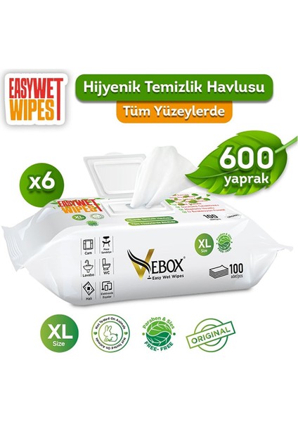 Easy Wet Wipes Yüzey Temizlik Havlusu 6X100 600 Yaprak