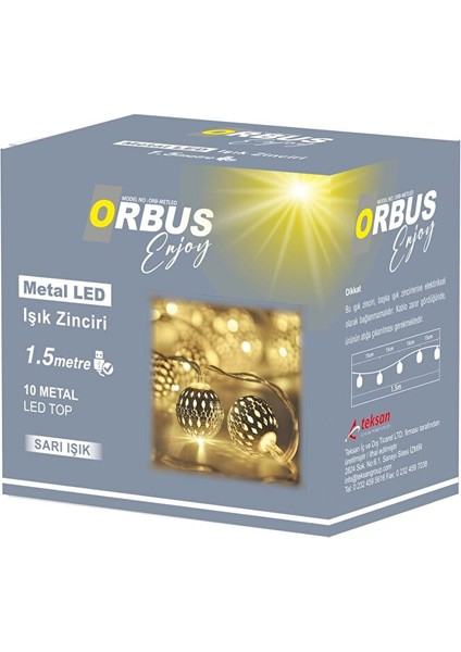Metal LED Küre Işık Zinciri 10 Adet Metal LED Usb'li 1.5metre Orb-Metled fiyatları