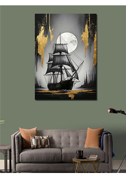 Kanvas Tablo Karanlıkta Gemi 50X70 cm modelleri