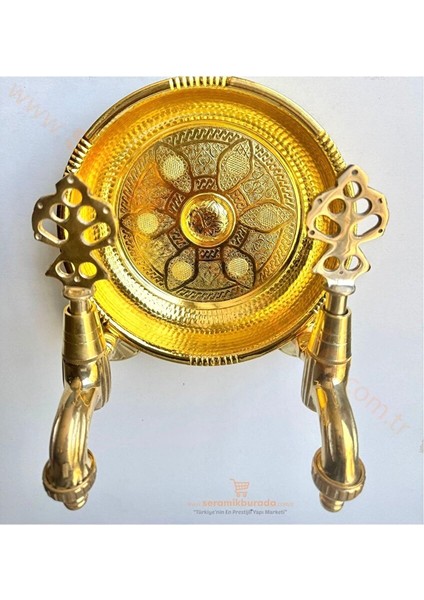 Hamam Taslı Ikili Osmanlı Musluğu Rakorlu Sarı 1/2
