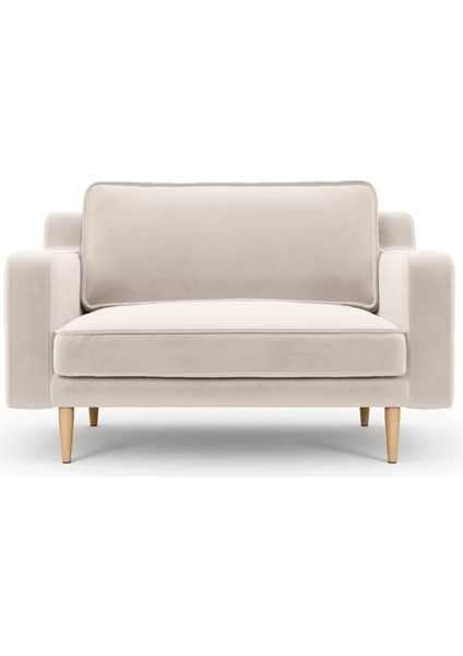 Klem Slim Loveseat Ahşap Ayak - Kadife Vanilya