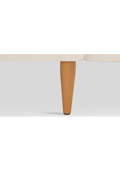 Klem Slim Loveseat Ahşap Ayak - Kadife Vanilya