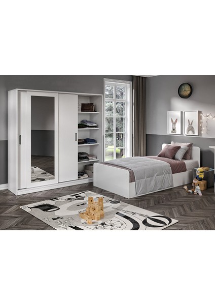 Anemon 3 Parçalı Tek Kişilik Mdf Genç Odası Takımı - Tamamı Mdf Gardrop, Masa, Karyola fırsatları