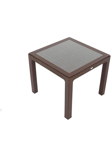90X90 Elit Rattan Masa Camlı Kahverengi