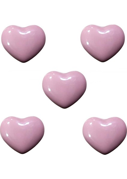 5 Adet Tomurcuk Porselen Çocuk Odası Pembe Kalp Mobilya Kulp