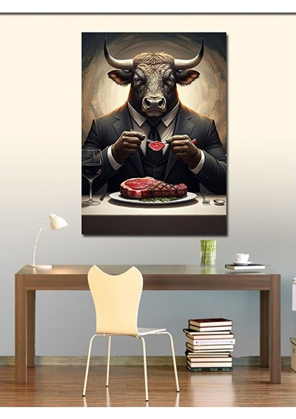 Kanvas Tablo Steak Yiyen Boğa 70X100 cm fiyatları
