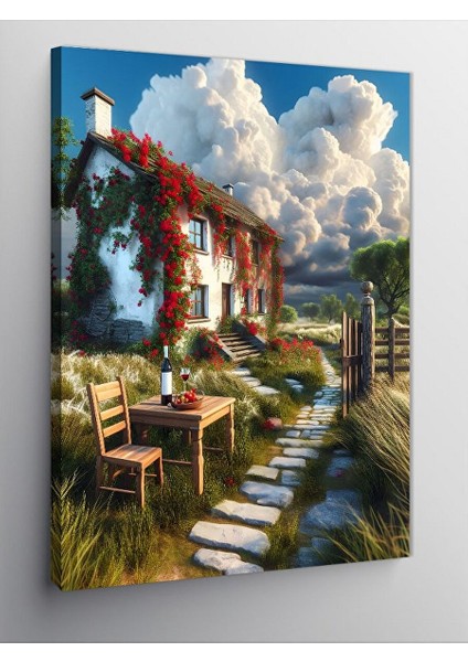 Kanvas Tablo Kır Evi Bahçesi 50X70 cm