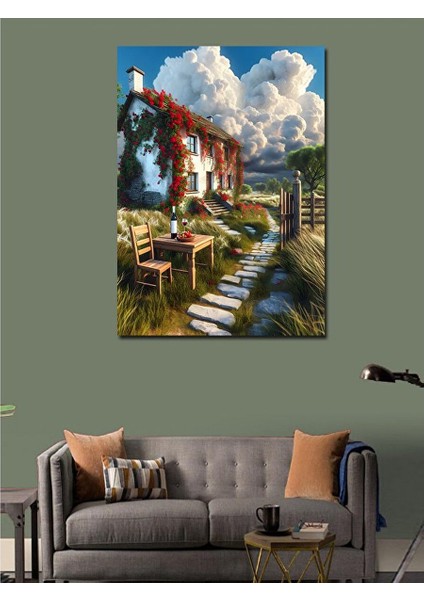 Kanvas Tablo Kır Evi Bahçesi 50X70 cm modelleri