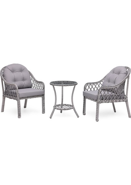 Defne Alüminyum Üzeri Örgü Rattan Bistro Bahçe Balkon Oturma Seti