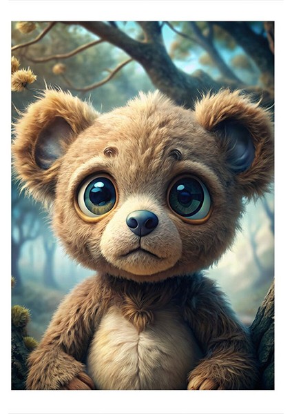 Ormandaki Yavru Ayı Teddy Dekoratif Mdf Tablo 25CMX 35CM 25X35 cm
