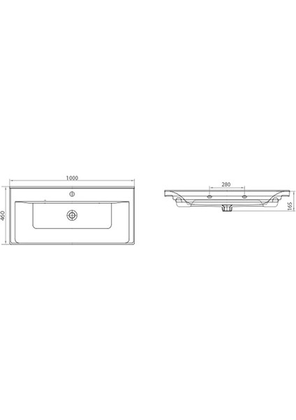 Sava 100 cm Dolap Uyumlu Etejerli Kalın Bantlı Lavabo - 2100