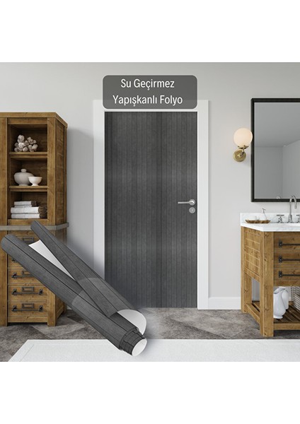 Siyah Kendinden Yapışkanlı Folyo, Laminent Parke Görünümlü Mobilya Kaplama Kağıdı 0144 90X1500 cm modelleri