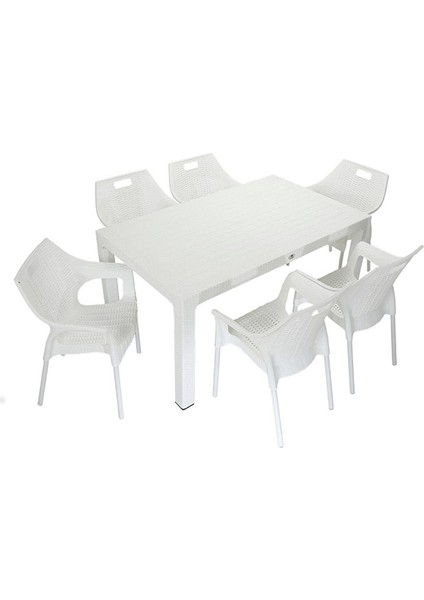 Elit Rattan 90X150 Star Koltuk Masa Takımı Beyaz