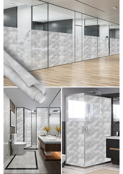 Şeffaf Su Damla Desenli Kendinden Yapışkanlı Folyo, Duşakabin, Ofis, Banyo Camı Kaplama Kağıdı 0919 45X1500 cm