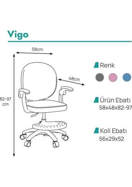 Vigo Çocuk Çalışma Sandalyesi Gri