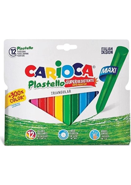 Plastello 12LI Elleri Kirletmeyen Maxi Pastel Boya Kalemi