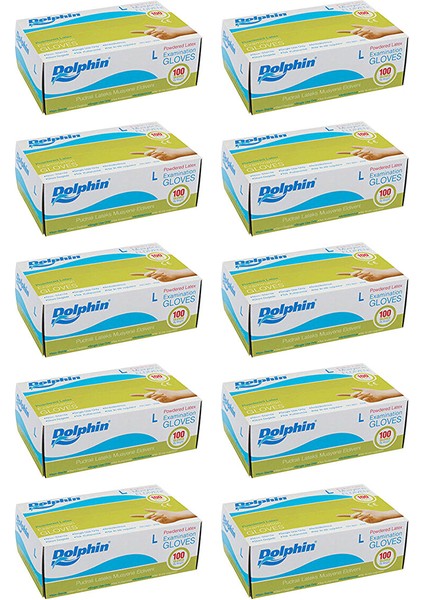 Beyaz Lateks Eldiven Pudralı (L) 100LÜ Paket 10 Adet L