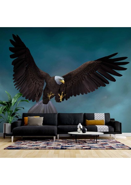 Kanatları Açık Kartal Temalı Duvar Kağıdı Baskı - DKM512022 900X200 cm