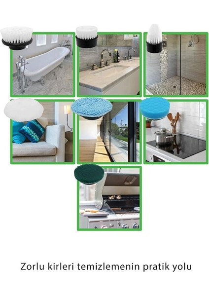 KSC-4229 Şarjlı Döner Başlıklı Temizlik Fırçası 7 Başlıklı Uzatma Çubuklu Temizlik Makinesi fiyatları