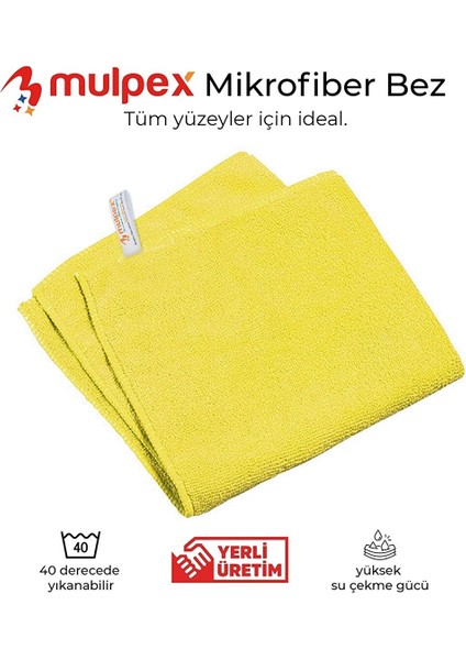 Mikrofiber Genel Temizlik Bezi Sarı 40X40 Cm. - 5 Adet