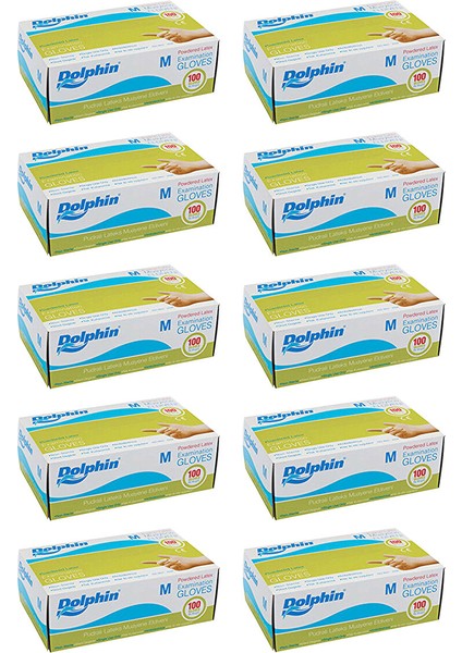Beyaz Lateks Eldiven Pudralı (M) 100LÜ Paket 10 Adet M