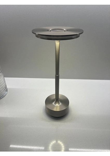 Şarjlı Ledli Dokunmatik 3 Renk Fonksiyonlu Dekoratif Masa Lambası Silver Kasa HS8130