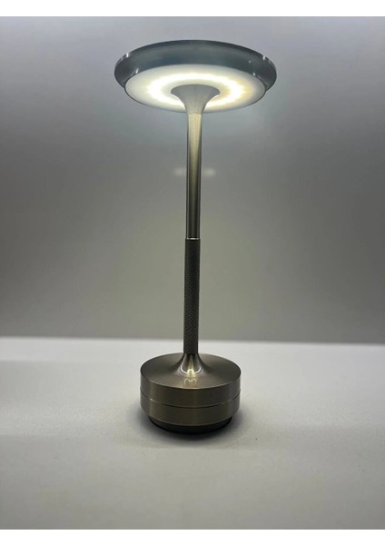 Şarjlı Ledli Dokunmatik 3 Renk Fonksiyonlu Dekoratif Masa Lambası Silver Kasa HS8130 fiyatları