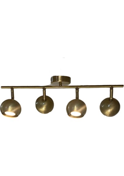 Metal Modern 4 Lü Eskitme Kaplama LED Spot Hareketli Avize Beyaz Ampullü