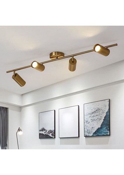 Metal Modern 4 Lü Eskitme Kaplama LED Spot Hareketli Avize Beyaz Ampullü