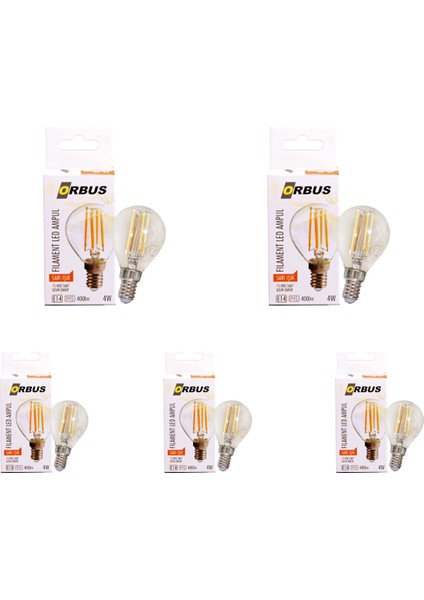 Filament Clear PC45 4 Watt E14 Duy 5li Ampul Sarı Işık