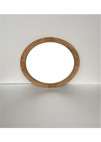 Ahşap Şeritli Yuvarlak Ayna 60CM