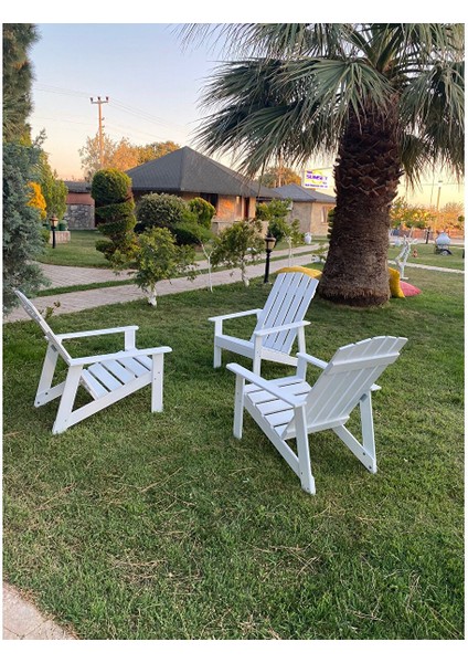 Ekopark Modern Ahşap Oval Adirondack Balkon, Bahçe Koltuğu Turuncu