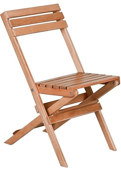 Puf Minderli Ahşap Katlanabilir Bahçe Mutfak Balkon Teras Sandalyesi (Naturel-Krem)