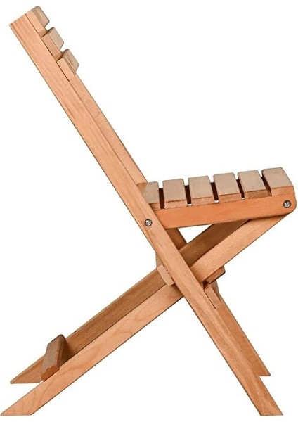 Puf Minderli Ahşap Katlanabilir Bahçe Mutfak Balkon Teras Sandalyesi (Naturel-Krem)