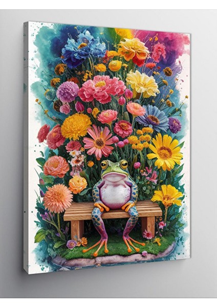 Kanvas Tablo Çiçekler ve Kurbağa Prens 100X140 cm